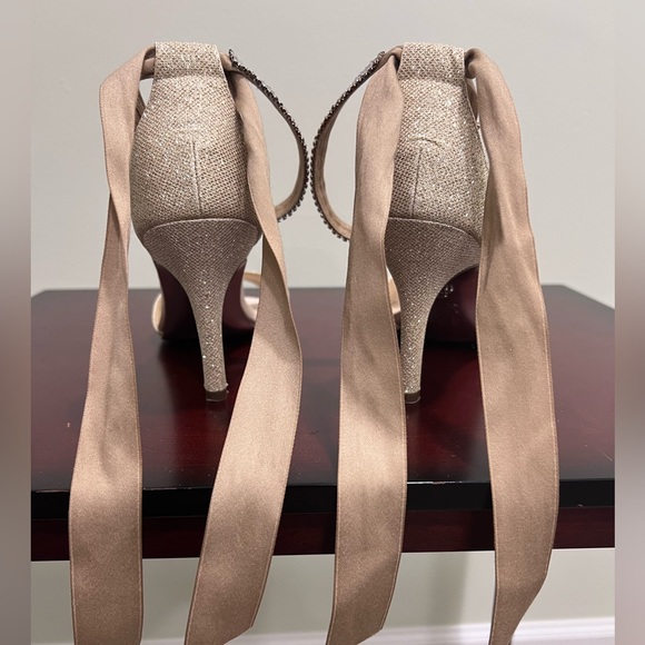Nina Vinne Champagne Bliss, Crystal Ankle Strap w Bow, High Heel Dress Sandal, 8 - Picture 6 of 11